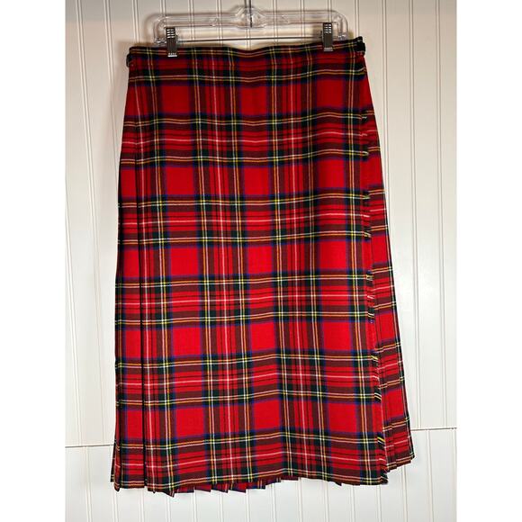 Highland Homo industries Made in Scotland Plaid Wool Pleated Kilt Skirt  Sz 18 - Picture 1 of 15